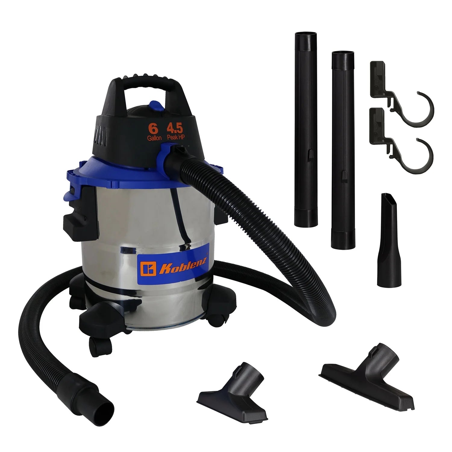 Koblenz 6-Gal. Portable Wet/Dry Vacuum with Blower, Stainless Steel and Blue, WD-6 L212 SS