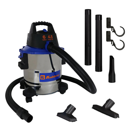 Koblenz 6-Gal. Portable Wet/Dry Vacuum with Blower, Stainless Steel and Blue, WD-6 L212 SS