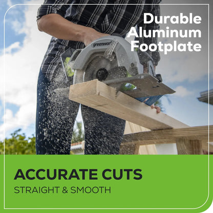 Greenworks 24V 7-1/4-inch Brushless Circular Saw, Battery Not Included, 1501202AZ