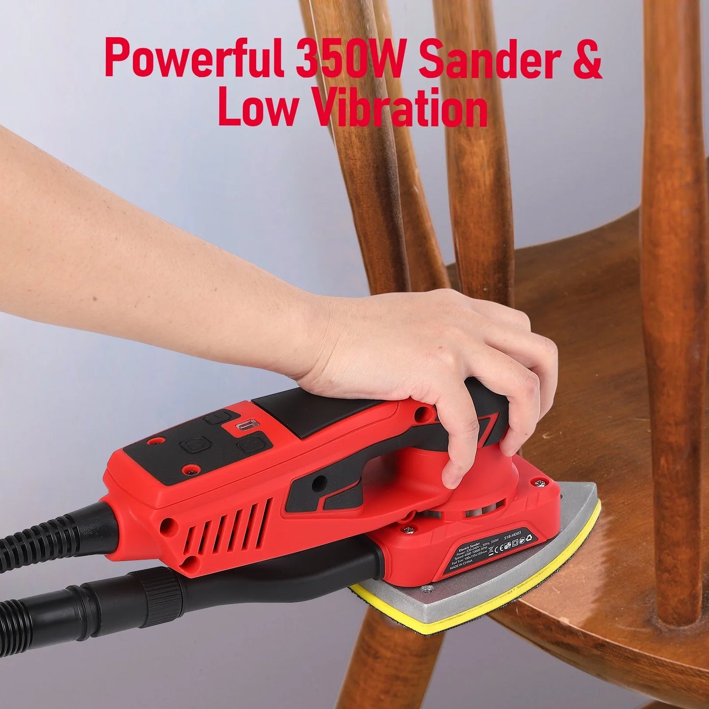 M optimized Electric Detail Sander with 12 Sanding Paper, 350W Brushless Motor Mouse Sander, Powerful & Low Vibration, 10000 RPM, for Wood Working, Polishing, Carpentry