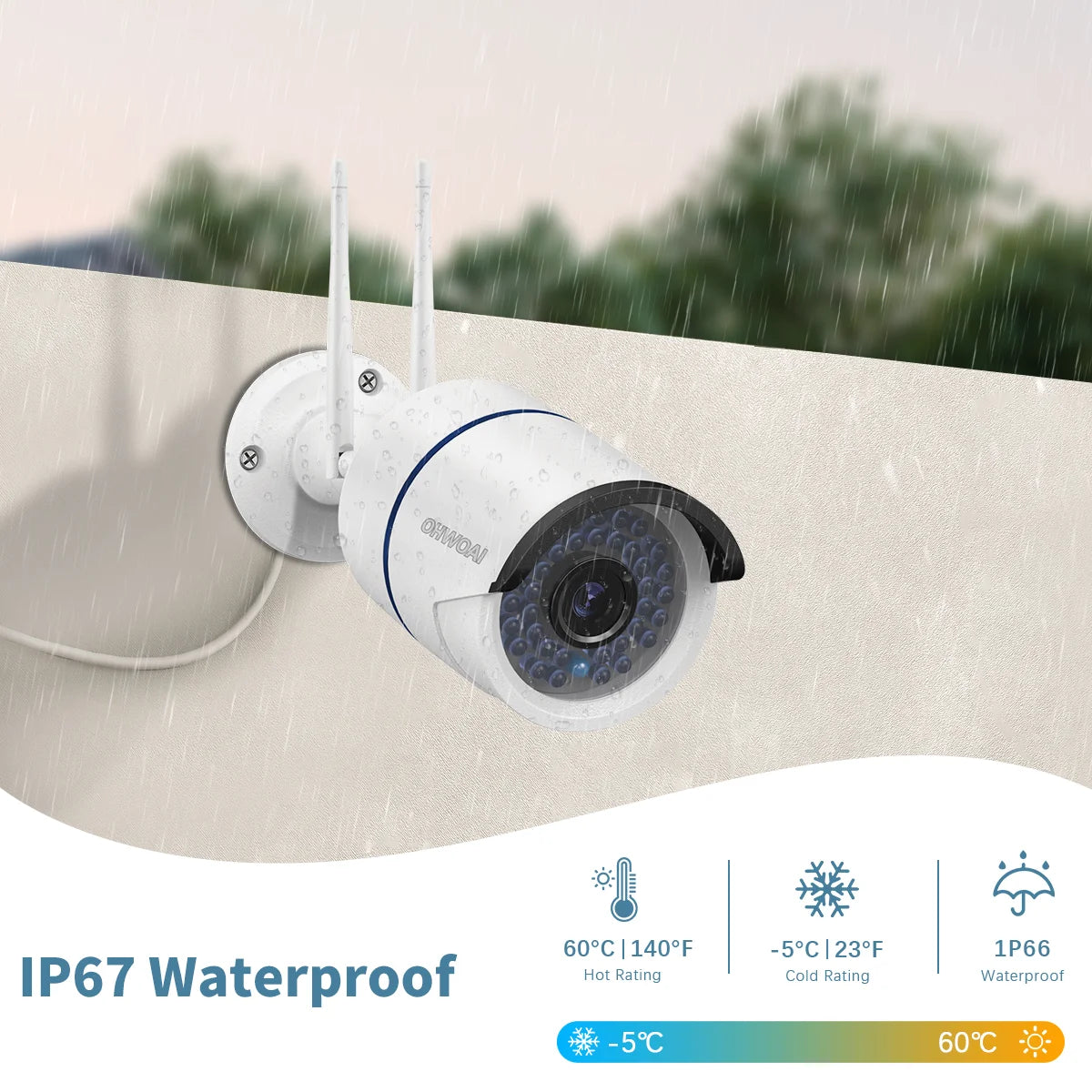 OHWOAI 3MP Wireless Outdoor Security Camera System, WiFi NVR Security Camera System with 100Ft Night Vision