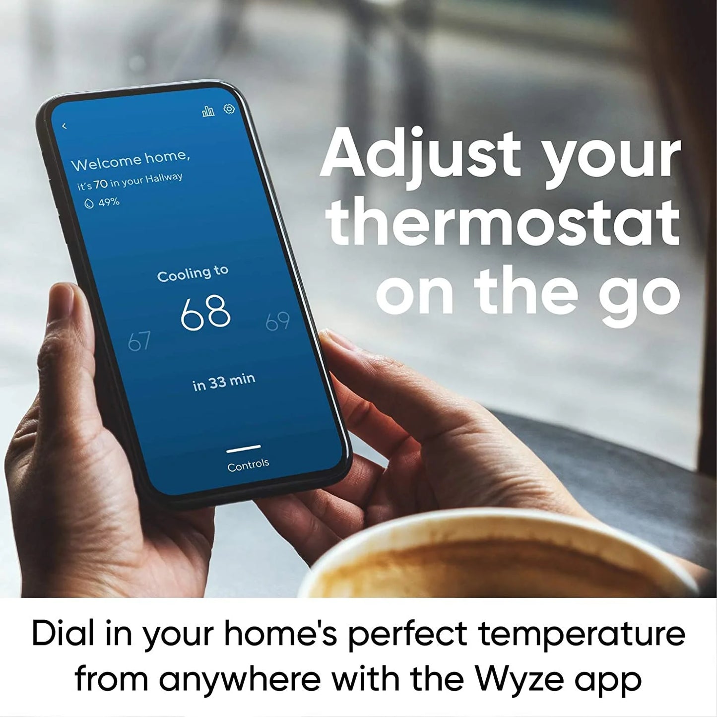 WYZE Smart Wifi Thermostat for Home with App Control Works with Alexa and Google Assistant, Black