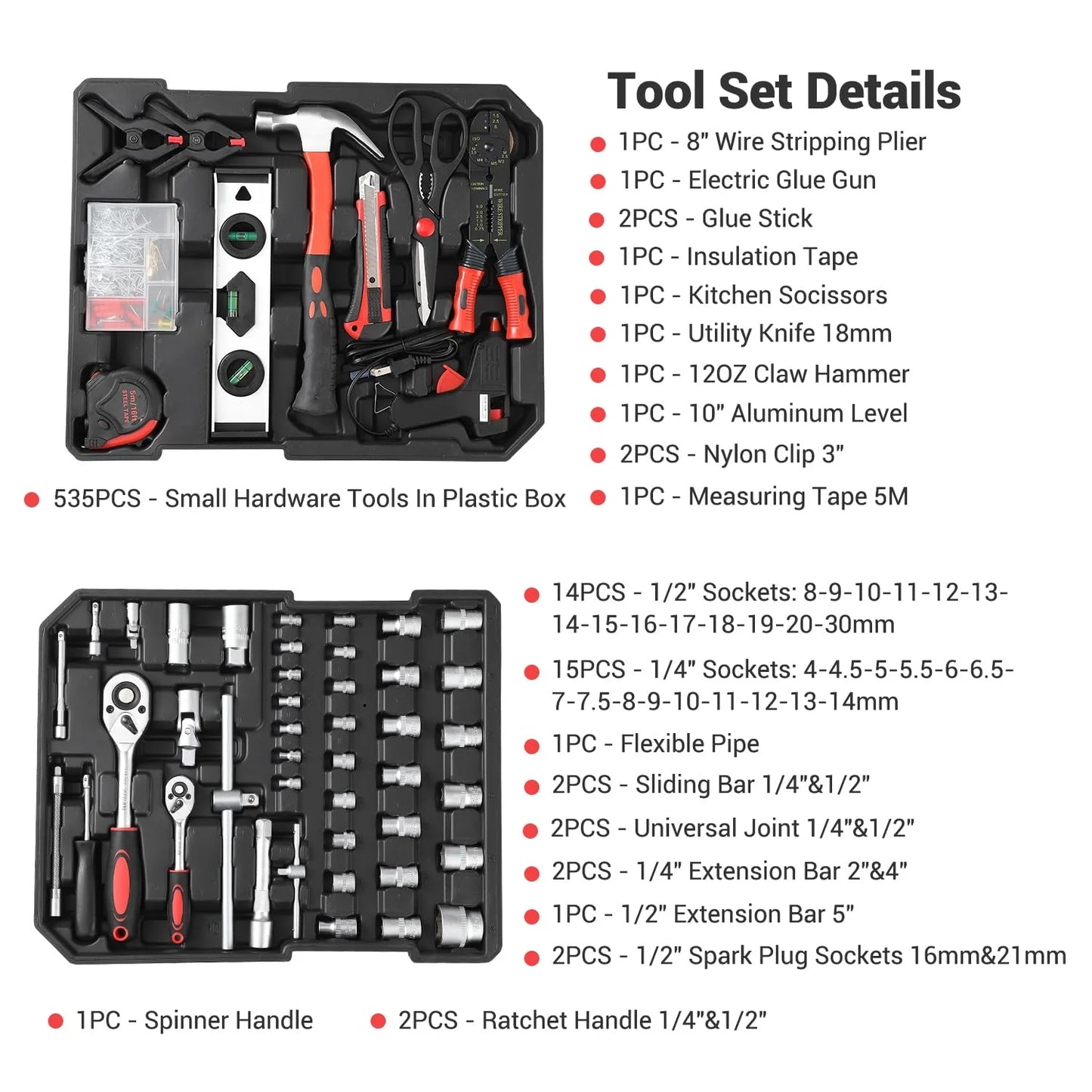 800 Piece Tool Sets for Men, Tool Box with Tools, Tool Kit with Rolling Tool Box, Complete Tool Box Set, Household Tool Set, Aluminum Trolley Case Tool Sets, Gift on Father's Day