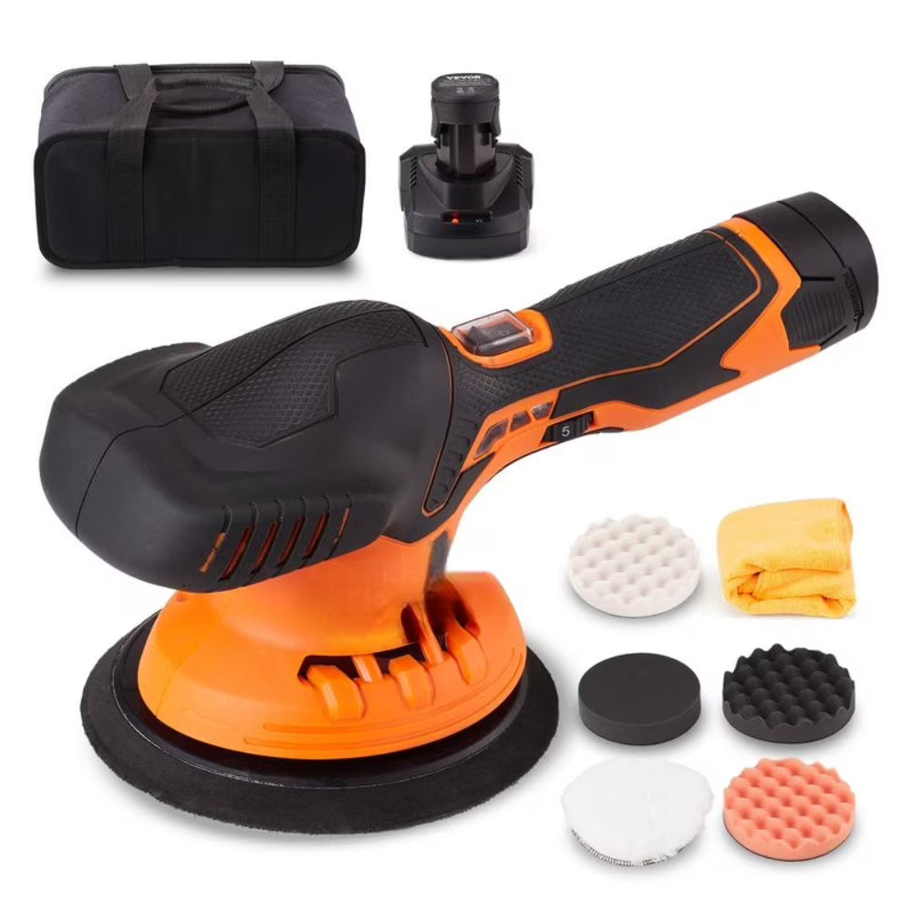 Random Orbital Sander 5 & 6-Inch, 350W Brushless Orbital Sander, 10,000 PRM 6 Variable Speed Electric Palm Sander with 20PCS Sandpapers, Dust Connector & Hose for Woodworking Detailing Sanding
