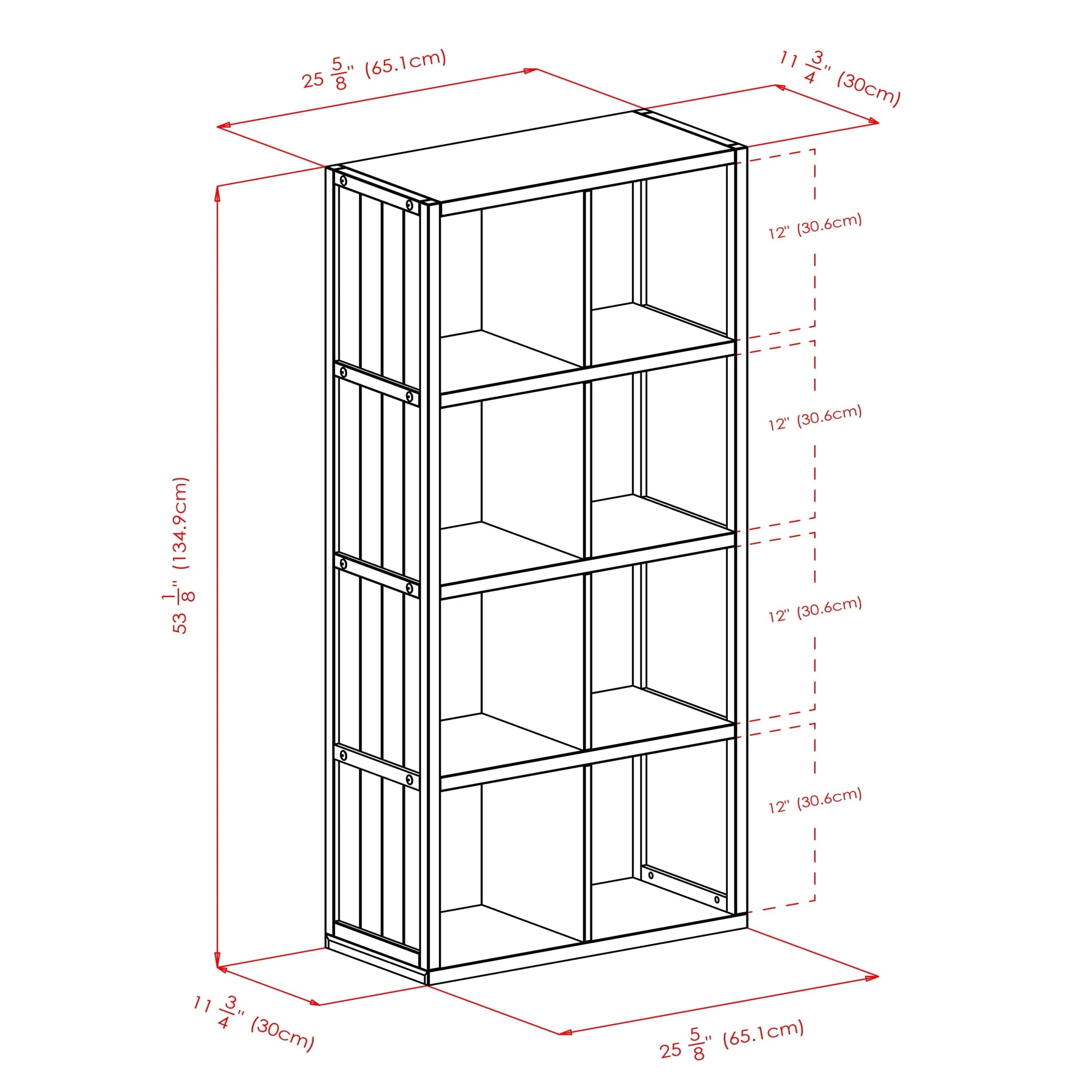 Winsome Wood Timothy 4x2 Storage Cube Shelf, Black Finish