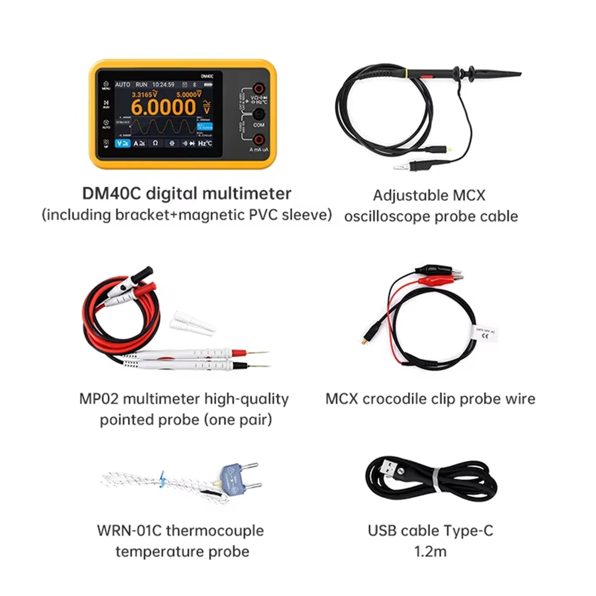 DM40 Digital Oscilloscope Multimeter Signal Generator 50M Sample Rate Voltage Diode Handheld Automotive Tools,E