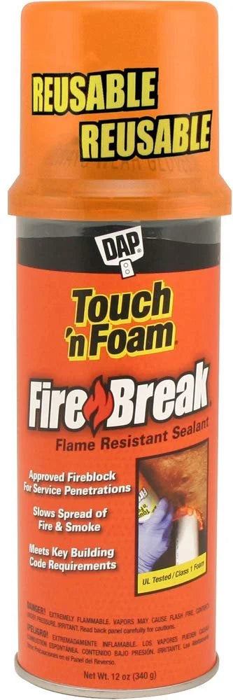 12-Pack of 12 Oz Dap 501212 Touch 'N Foam FireBreak Fire Block Foam Sealant