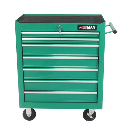 7-Drawer Rolling Tool Chest, Metal Tool Storage Organizer Cart with Locking System and Wheels, Multifunctional Mechanic Tool Cart for Garage, Warehouse, Workshop, Repair Shop, Red