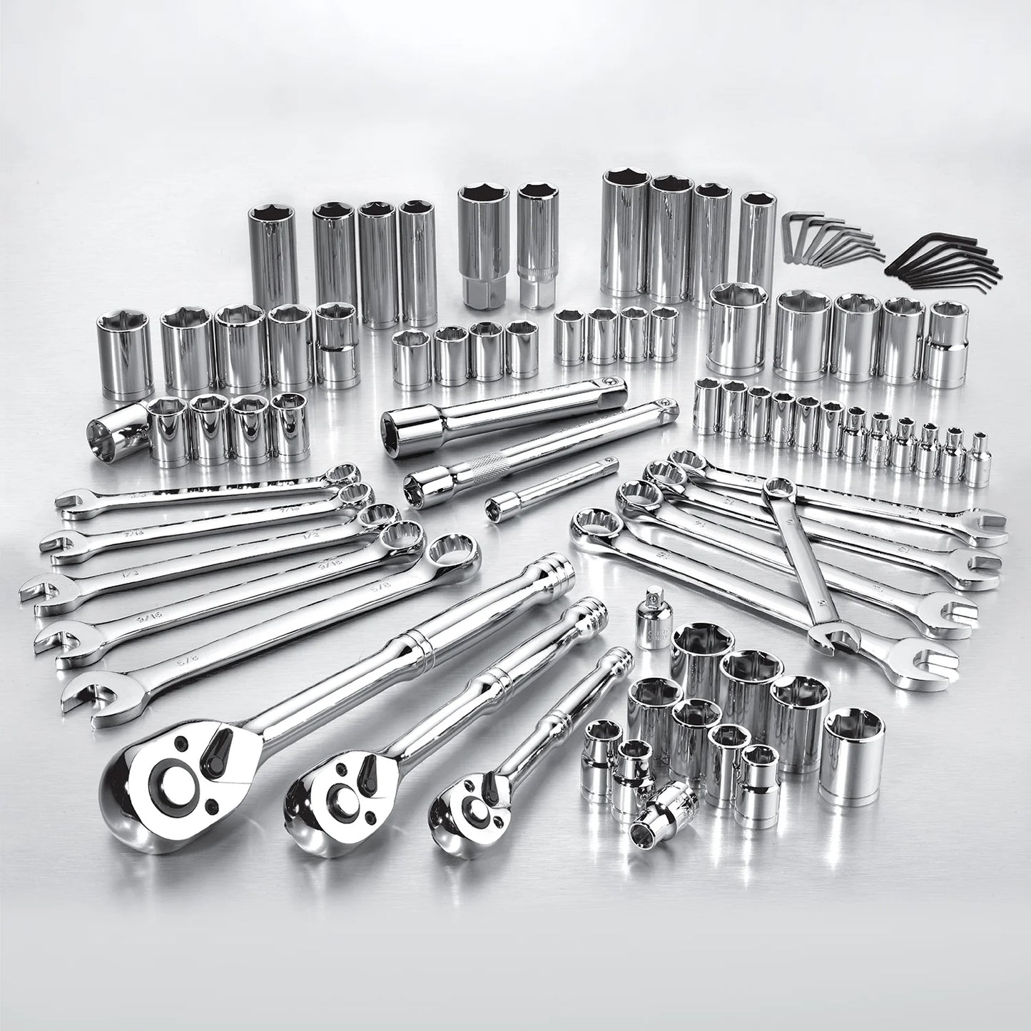 Pro-Grade 92 Pc Mechanics Tool Set, SAE & Metric, Chrome Vanadium, Ratchets, 39030