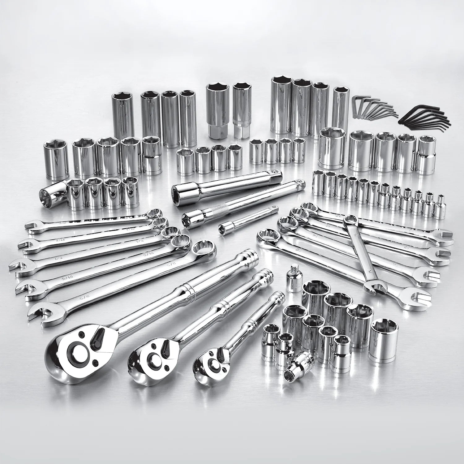 Pro-Grade 92 Pc Mechanics Tool Set, SAE & Metric, Chrome Vanadium, Ratchets, 39030