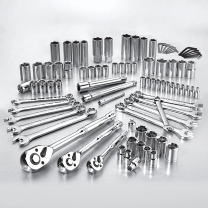Pro-Grade 92 Pc Mechanics Tool Set, SAE & Metric, Chrome Vanadium, Ratchets, 39030