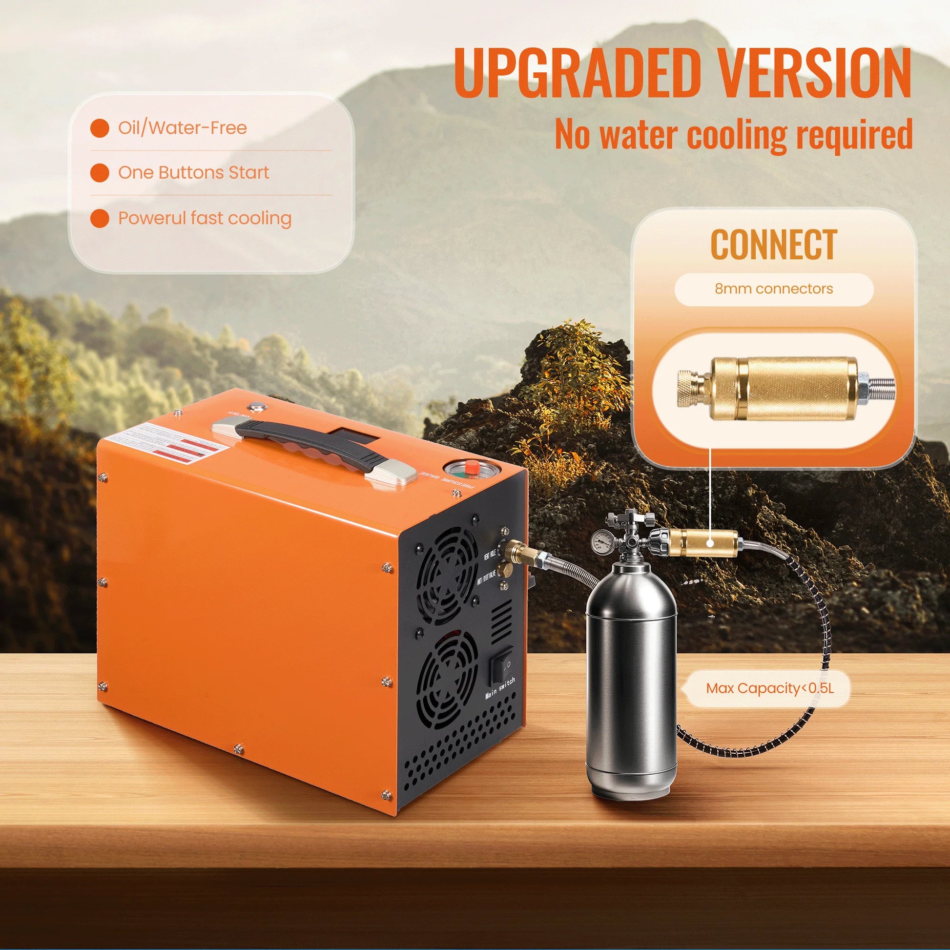 PCP Air Compressor 4500PSI Auto Stop PCP Compressor with Water Oil-Free 12V DC 110V AC Portable PCP Compressor for Paintball Scuba Air Rifle