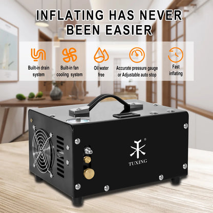 TUXING 12V Pcp Air Compressor,4500Psi 30Mpa,Adjustable Pressure for Pcp Paintball Filling