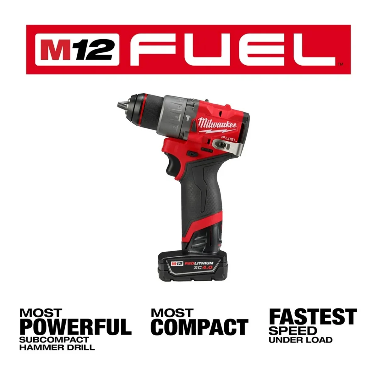 Milwaukee 3404-22 M12 FUEL 1/2" Hammer Drill Kit with Brushless Motor