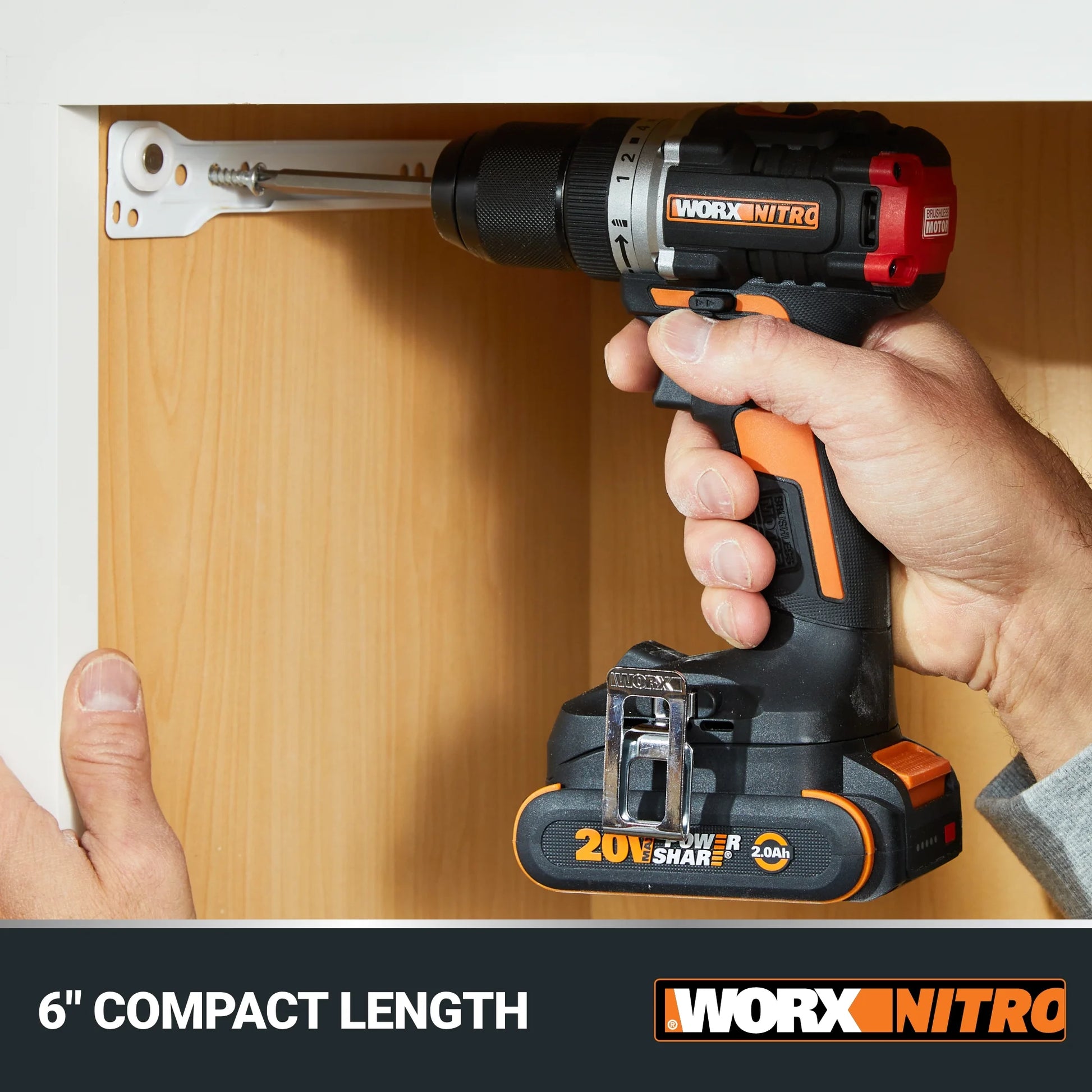 Worx Nitro WX130L.9 20V Compact Brushless 1/2? Drill/Driver (No Battery and Charger Included - Tool Only)