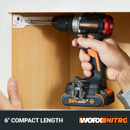 Worx Nitro WX130L.9 20V Compact Brushless 1/2? Drill/Driver (No Battery and Charger Included - Tool Only)