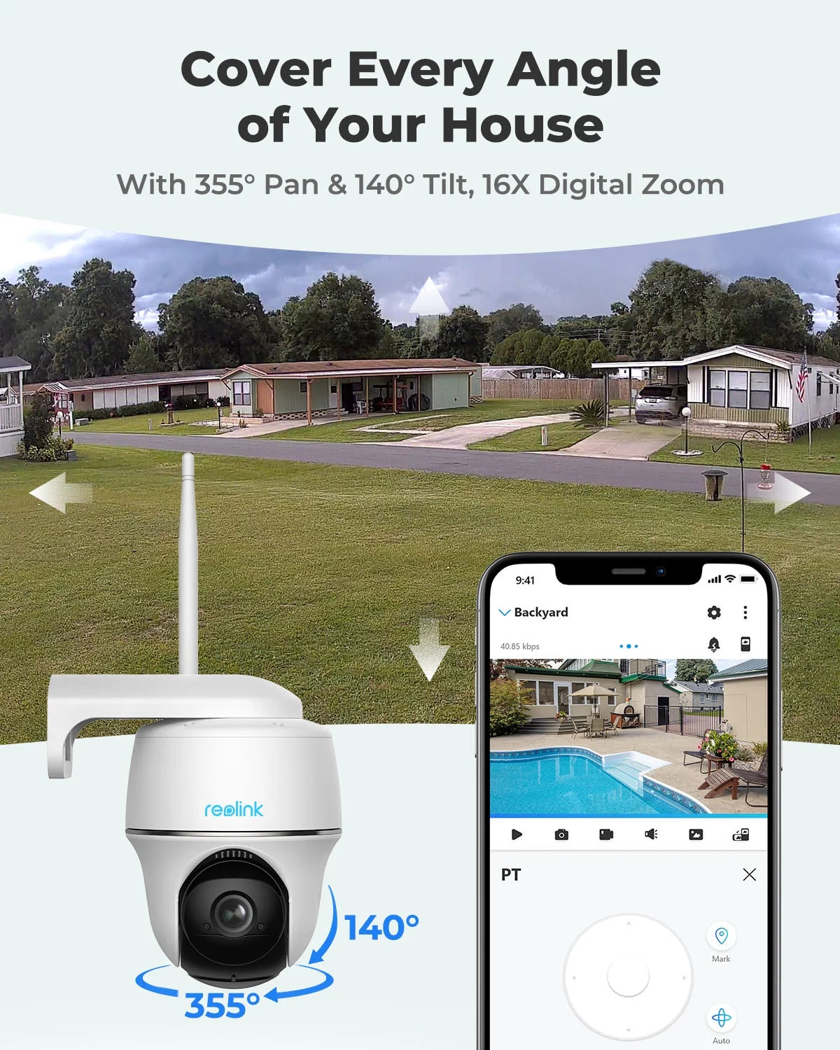 Reolink Argus 5MP PT Outdoor Wireless Battery Wifi Security Camera Night Vision 2-Way Talk Add Solar