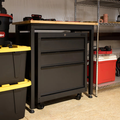 Hyper Tough 27-inch 3-Drawer Rolling Tool Cabinet, Black