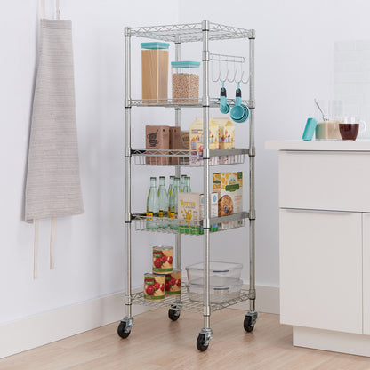 TRINITY EcoStorage 5-Tier NSF Rack w/Sliding Pull-Out Baskets & Wheels