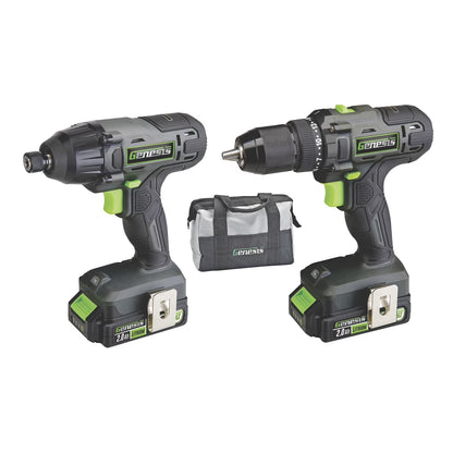 Genesis G20MAX 20V Cordless 2-Speed Drill Driver/Impact Driver Combo Kit with 2 batteries, Quick Charger, 1600 in-lbs driver torque, 450 in-lbs drill torque GL20DIDKB2