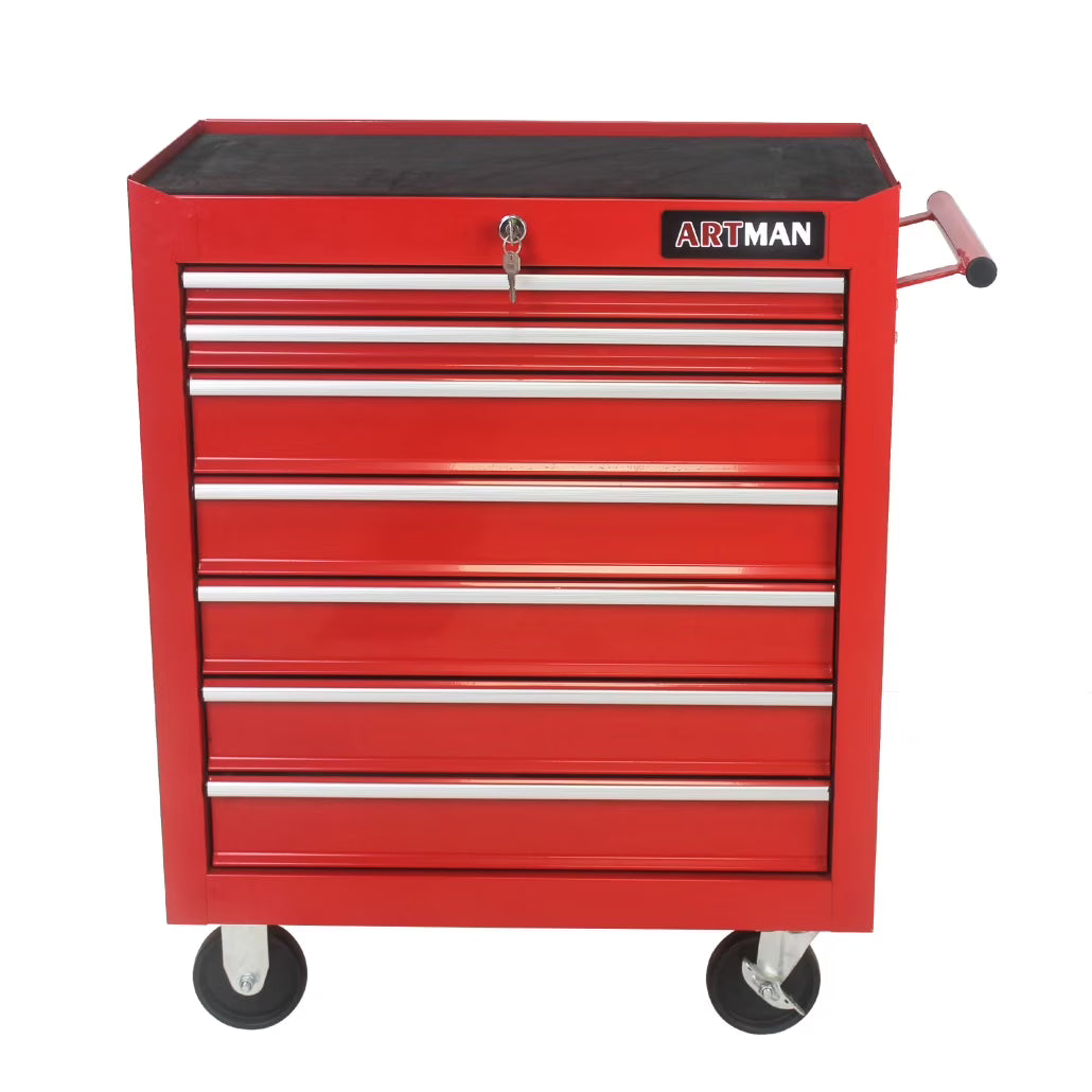 7-Drawer Rolling Tool Chest with Wheels, Metal Tool Cart Storage Cabinet with Lock, Tool Box Storage Organizer for Garage, Warehouse, Workshop, Repair Shop, Blue