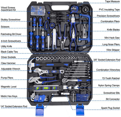 249-Piece Household Tool Kit, PROSTORMER General Home/Auto Repair Tool Set with Hammer, Pliers, Screwdriver Set, Wrench Socket Kit and Toolbox Storage Case - Perfect for Homeowner, Diyer, Handyman