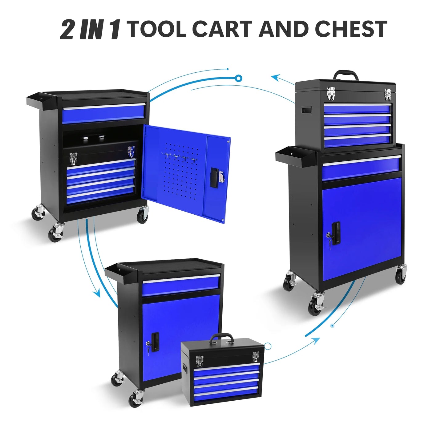 5-Drawer Rolling Tool Chest, High Capacity Tool Storage Cabinet W/Lockable Wheels