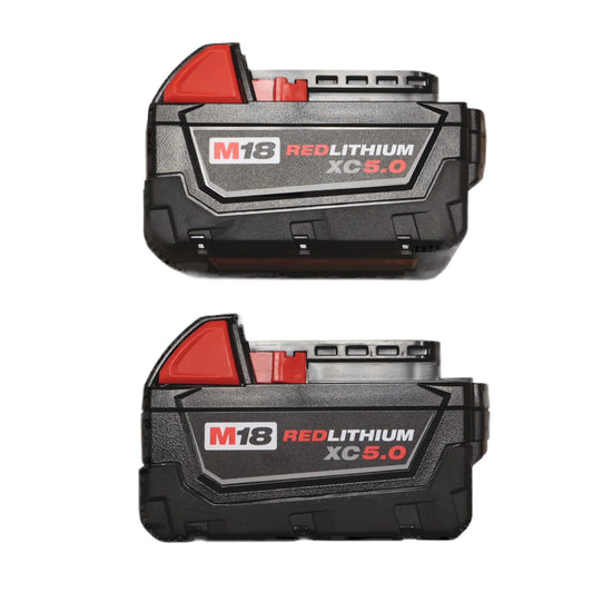 Milwaukee M18 REDLITHIUM XC5.0 Battery Starter Kit C (2) 5.0Ah Batteries & M18/M12 Charger, 2.5X Runtime, REDLINK Intelligence, Cold Weather Performance (Model 48-59-1852B)