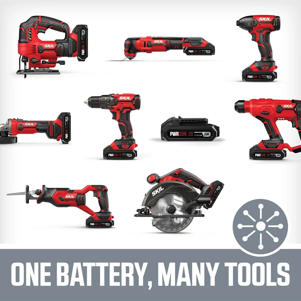 SKIL JS820302 20V 7/8'' Cordless Jigsaw, 2.0Ah Lithium Battery & Charger