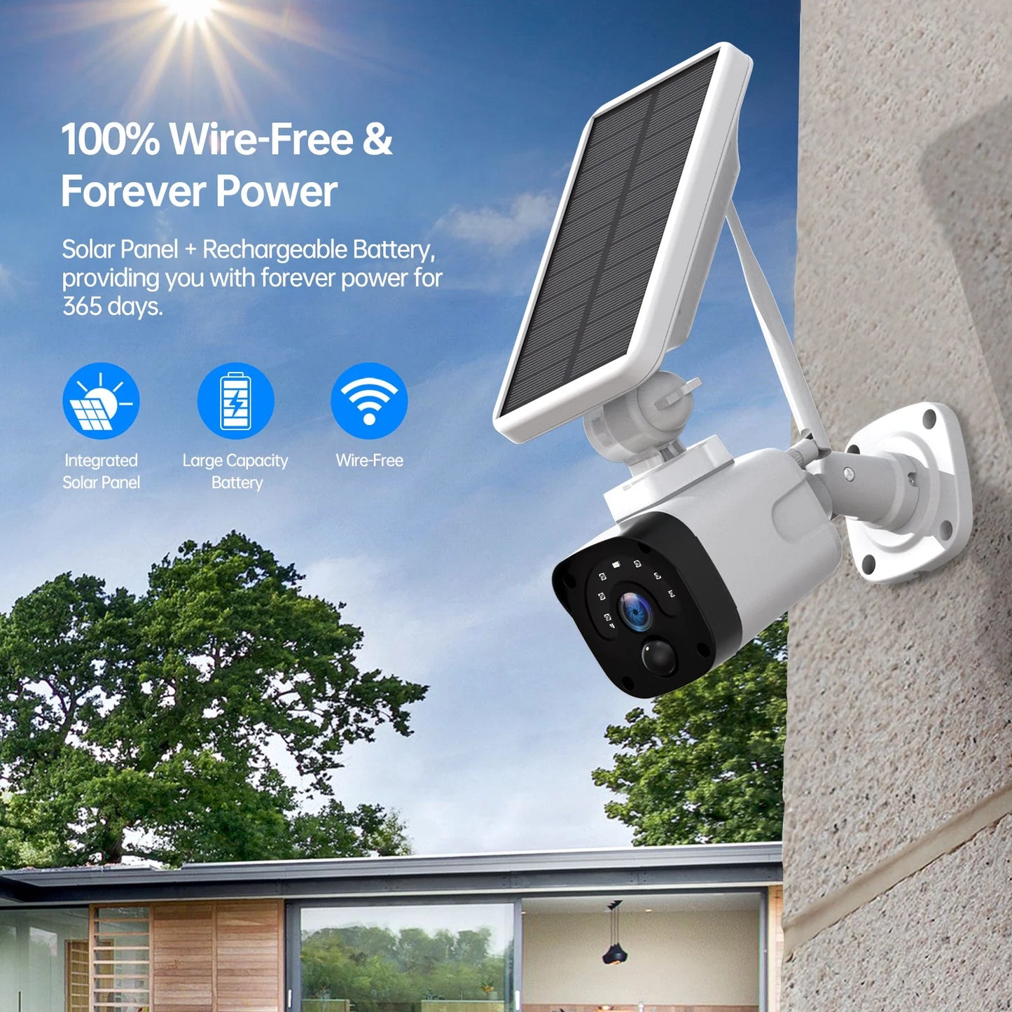 TOGUARD SC04 2K/4MP Solar Security Camera System Outdoor WiFi Wireless Bullet Surveillance Camera NVR HDMI Connector