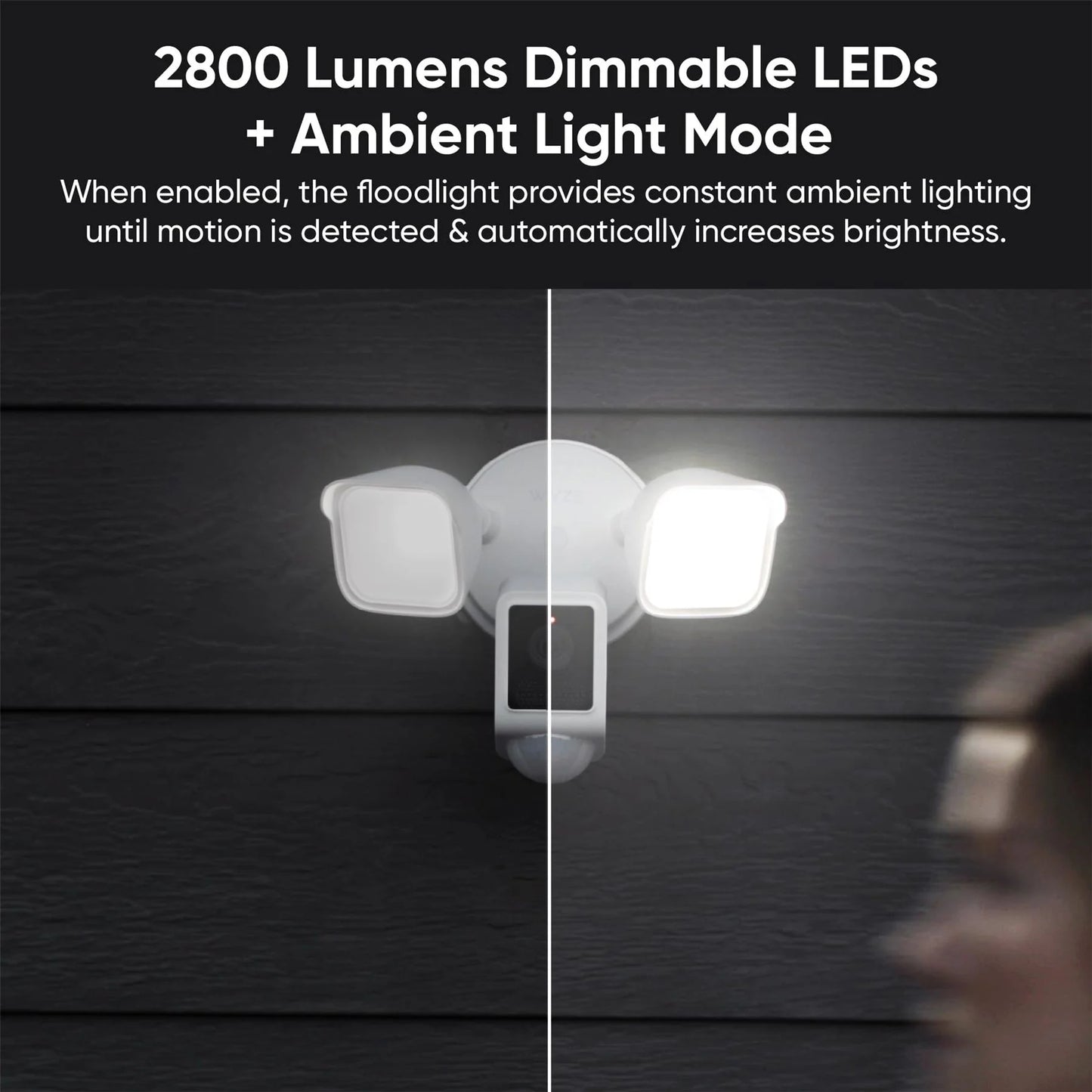 Wyze Floodlight Camera v2, 2800-Lumen LEDs, 2K HD Outdoor Security Camera, 160 Deg View, Motion Activated Light, 105db Siren, Color Night Vision, Wired