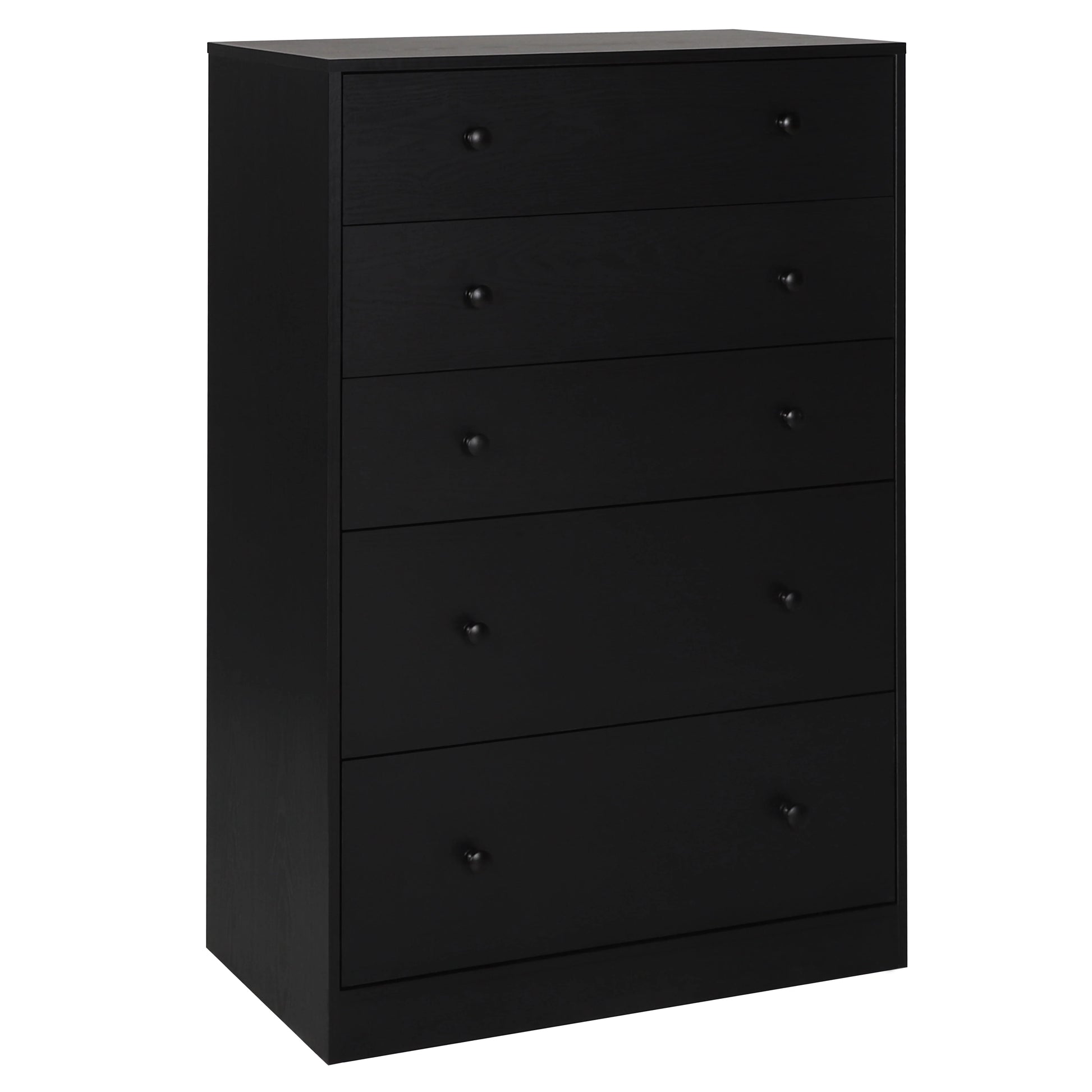 VEIKOUS 5-Drawer Dresser Chest of Oversized Natutal Wood Dresser Cabinet for Storage, Black