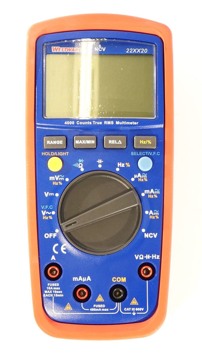 Westward Digital Multimeters,40 Ohms,4000 Counts 22XX20