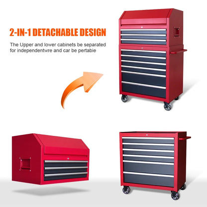HPDAVV Heavy Duty 36inch 9-drawer Tool Chest and Cabinet, 9-Drawer Tool Chest Combo Rolling Cabinet with Locking System, 36 in. W x 24.5 in. D