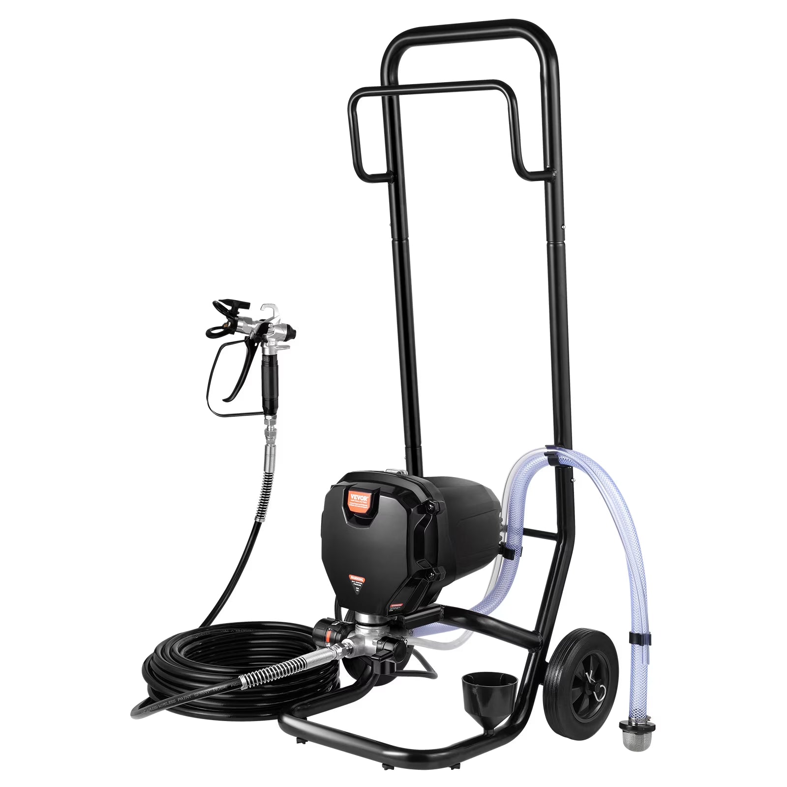 VEVOR 750W Stand Airless Paint Sprayer, 3000PSI High Efficiency Electric Airless Sprayer With Cart, Paint Sprayers for Home Interior and Exterior Furniture and Fences, Fine And Even Painting Effect