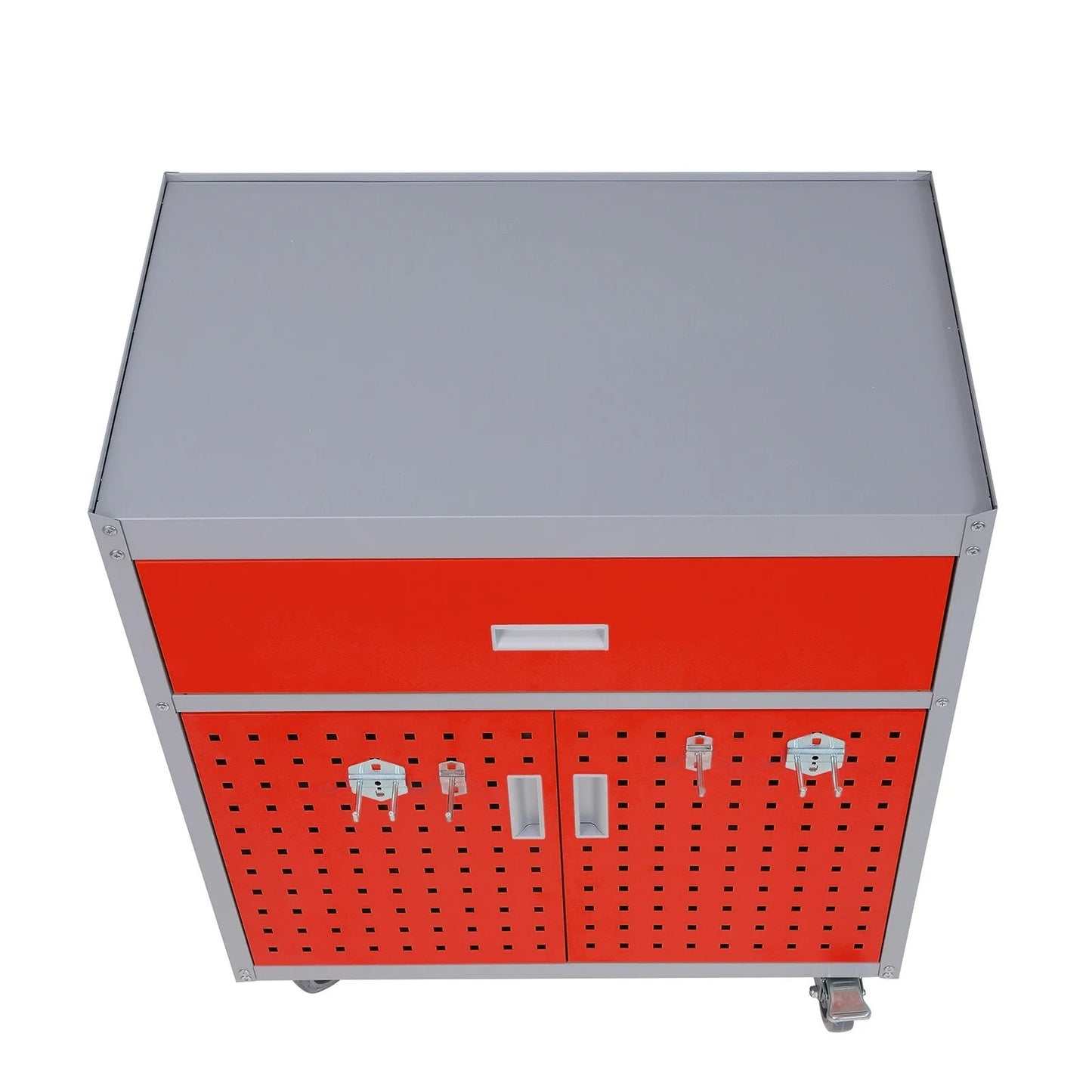 Tool Box Chest Cabinet Wheels Metal Rolling Auto Repair Storage w/Drawer, Red