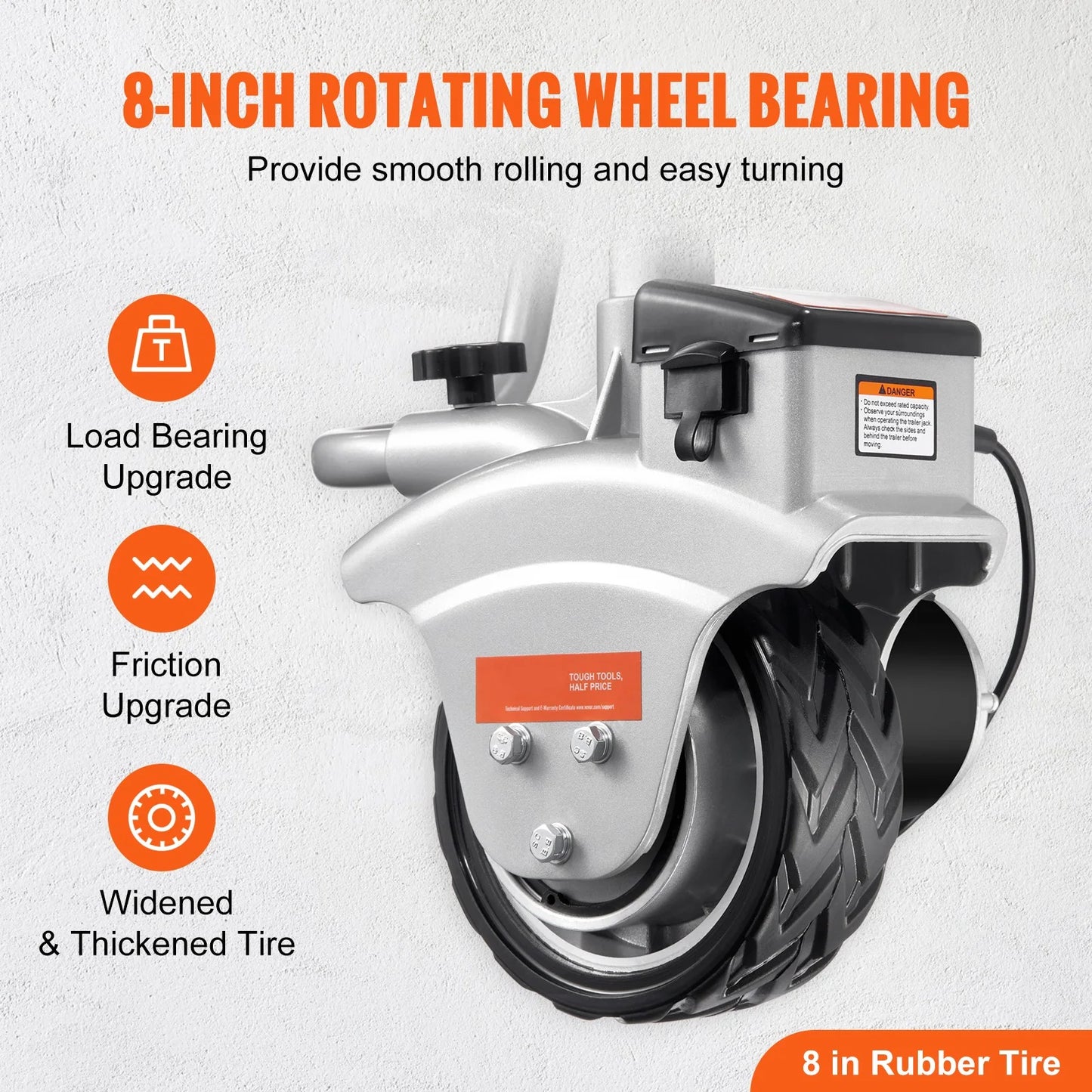 BENTISM Motorized Trailer Jack Wheel 350W Electric Mover Dolly 5000lbs Adjustable