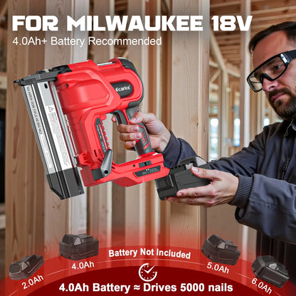Gauge Electric Nail Gun Compatible with Milwaukee Battery,2 in 1 Cordless Brad Nailer and Stapler with 18GA Nails/Staples,Battery for M18 18V Power,2 Firing Modes for Trim Wood Crafting DIY