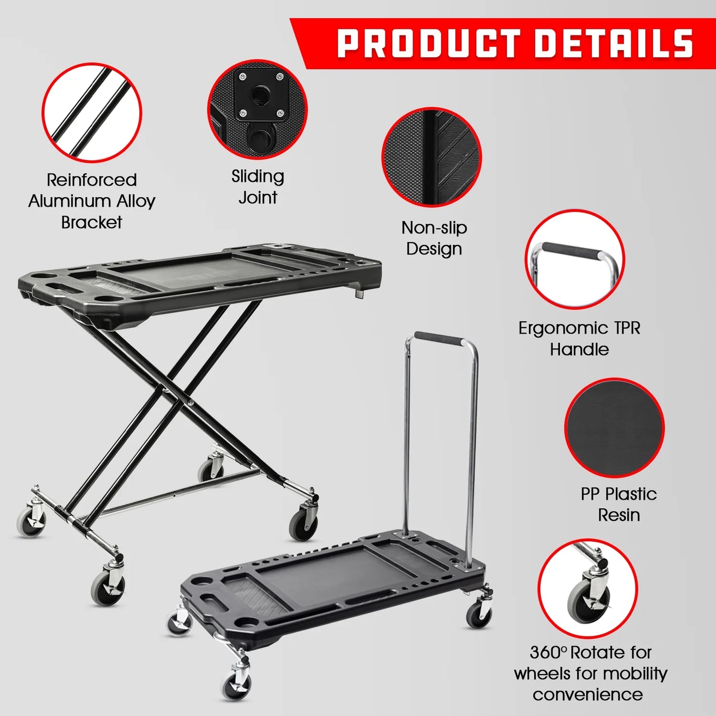 Powerbuilt 3-in-1 Heavy-Duty Work Table Dolly Cart - 642928ECE