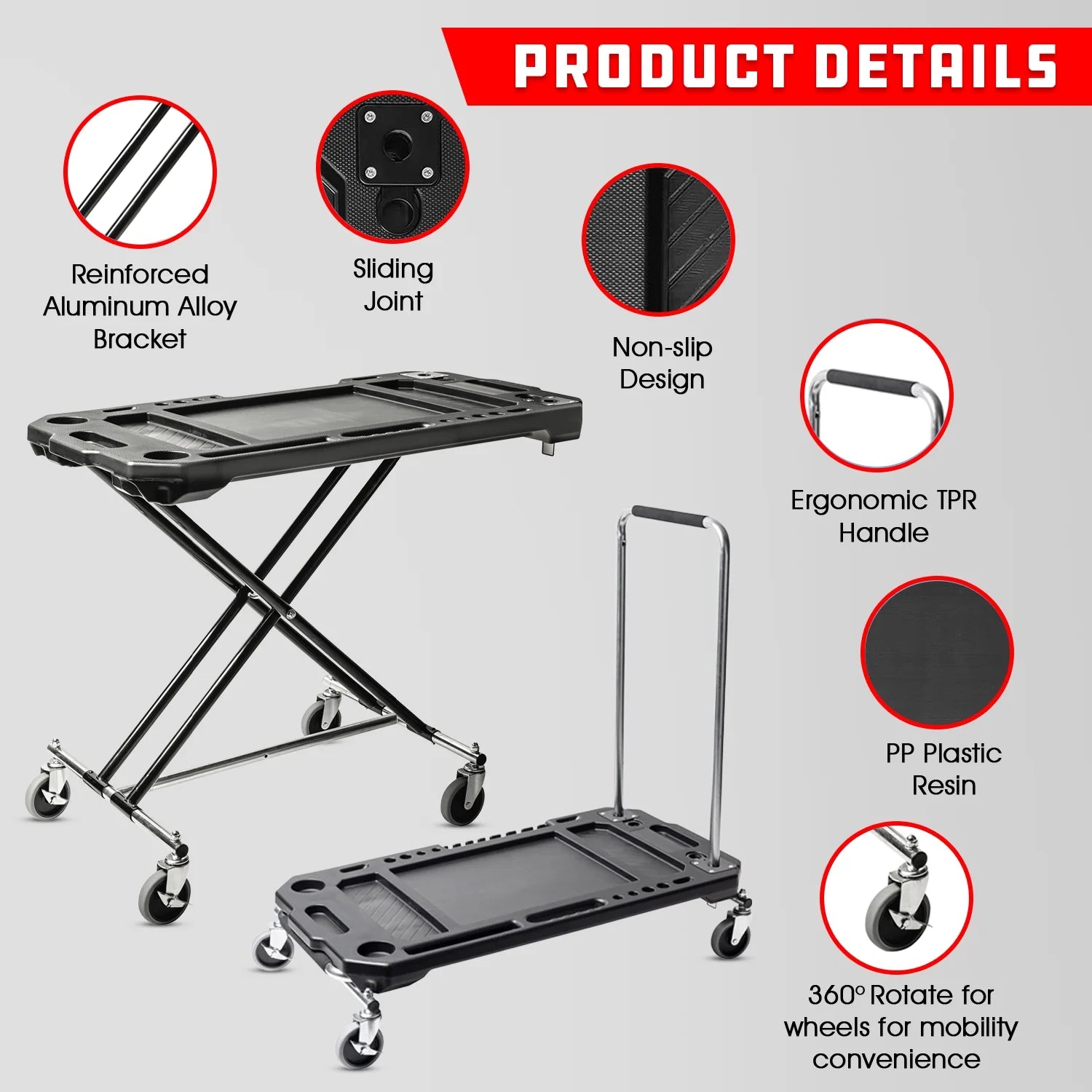Powerbuilt 3-in-1 Heavy-Duty Work Table Dolly Cart - 642928ECE