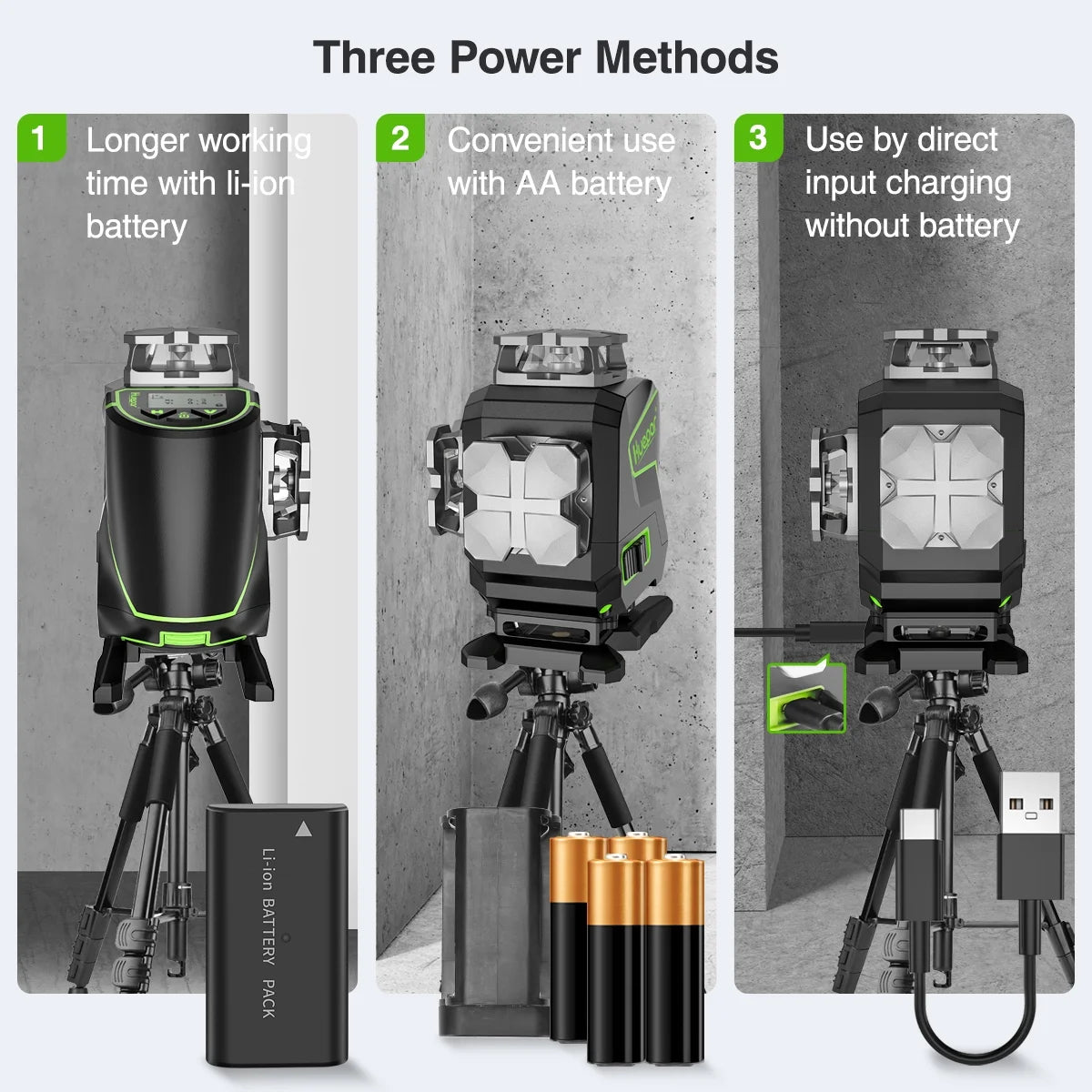 4D 16 Lines Self-Leveling Laser Level, 200Ft Green Beam 4 x 360° Cross Line Laser Level Tools with LCD Screen, Bluetooth and Magnetic Bracket