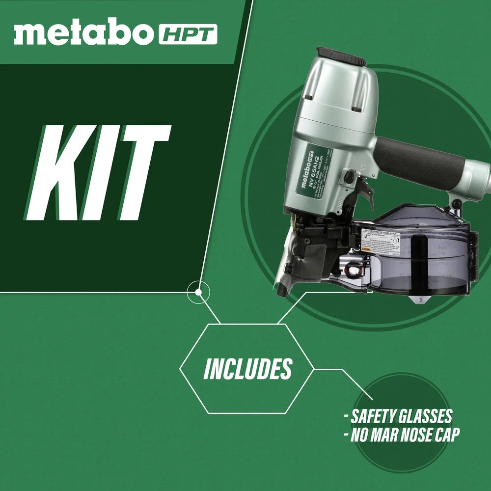 Metabo HPT Coil Siding Nailer, 1-1/2 inch to 2-1/2 inch Siding Nails, Side load, Tilt Bottom Magazine (NV65AH2)