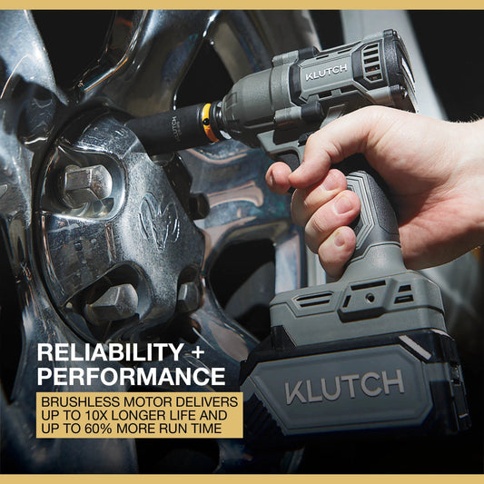 Klutch 1/2in. Impact Wrench, KLiQ 20V, 500 Ft./Lbs. Breakaway Torque, Brushless, Cordless, Bare Tool