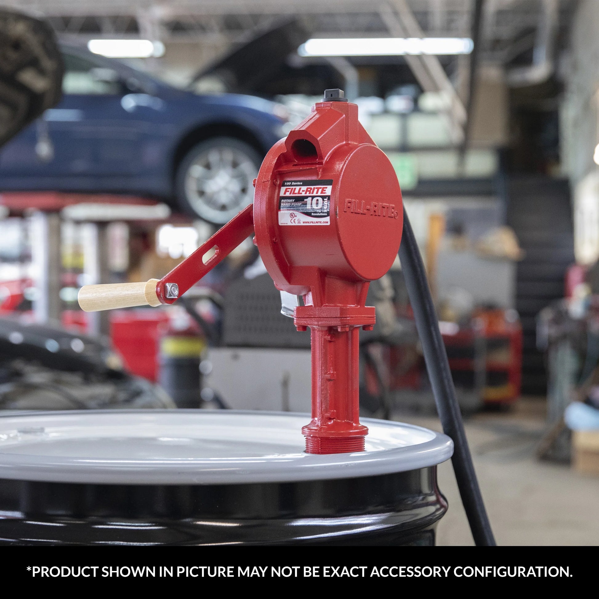 Fill-Rite FR112 Fuel Transfer Rotary Hand Pump w/Discharge Hose, Nozzle Spout, & Suction Pipe