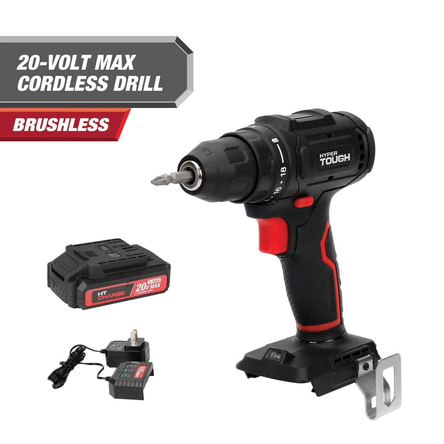 Hyper Tough 20V Cordless 3/8? Drill, 1/4? Impact Driver & Reciprocating Saw Bundle, (3) 1.5Ah Lithium-Ion Batteries & (3) Chargers