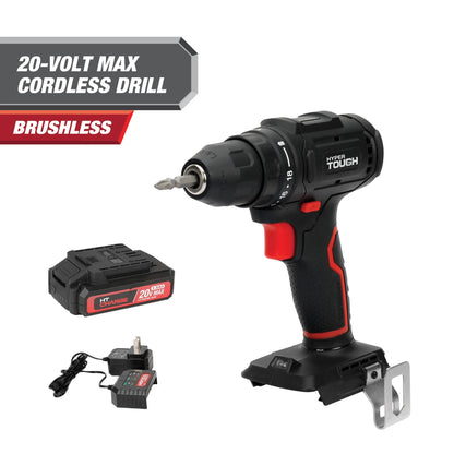 Hyper Tough 20V Max 3/8" cordless Drill/1/4" cordless Impact Driver Combo with (2) - 1.5Ah batteries and chargers