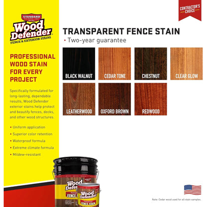 Wood Defender Transparent Fence Stain Clear Glow 5 Gallon