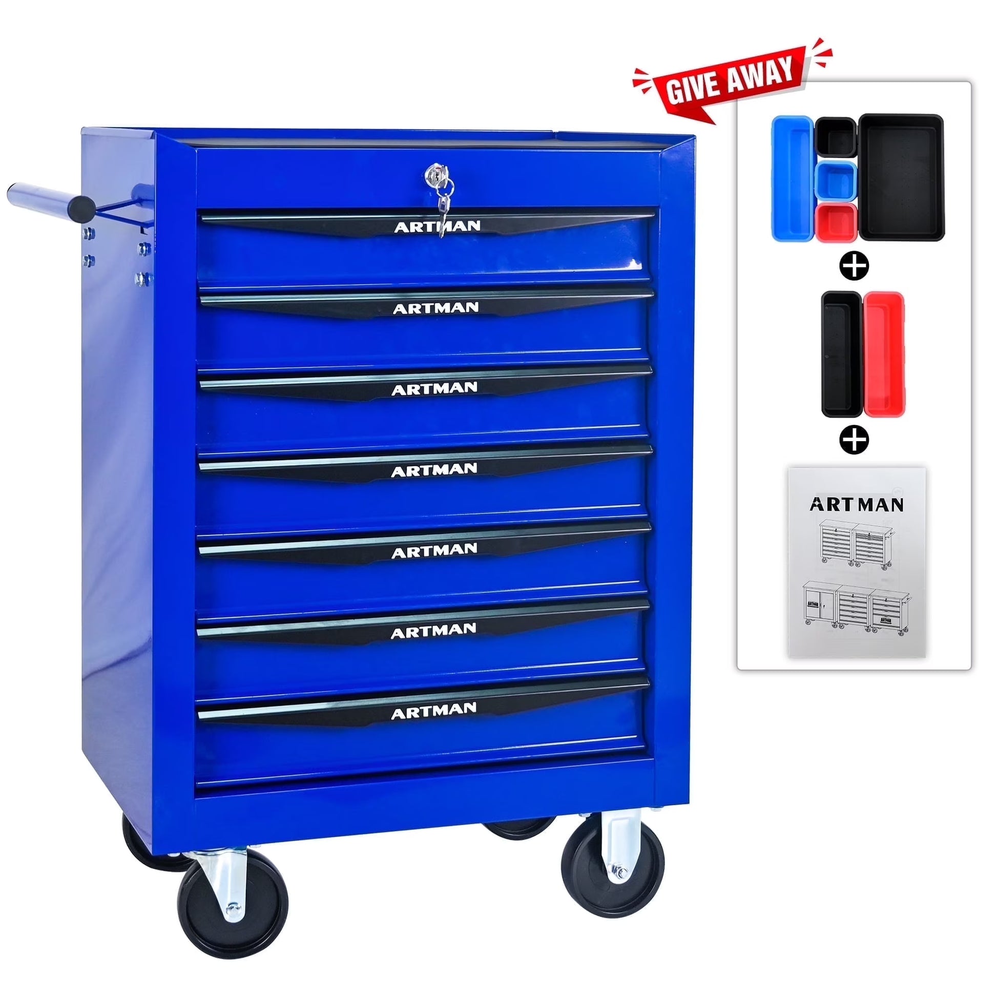 ARTMAN 20" 6-Drawer Tool Chest Cabinet with Ball Bearing Drawer Slides, Steel Tool Storage Box Organizer for Garage Workshop Repair Shop