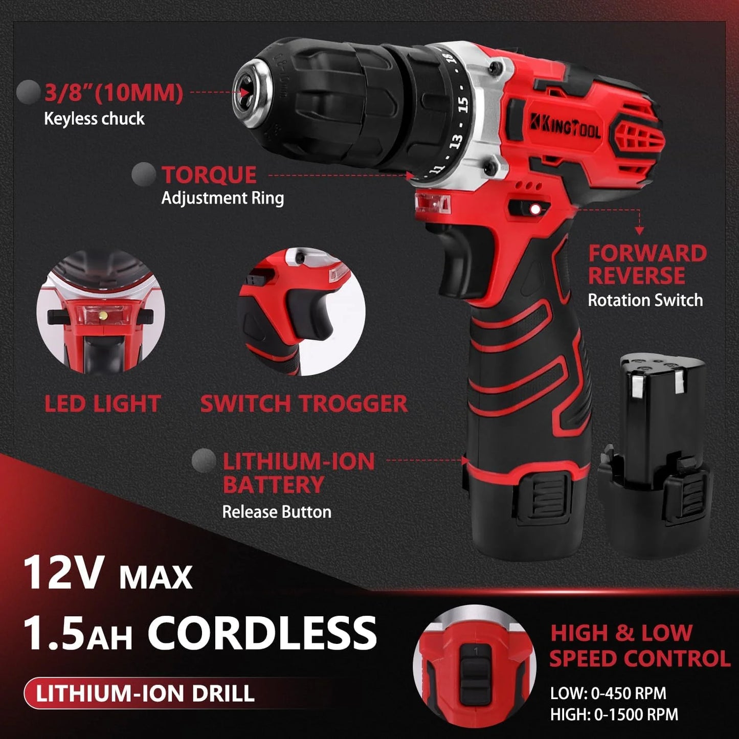 276-Piece Tool Set Kit with 12V Cordless Drill & Storage - Home Improvement Tools