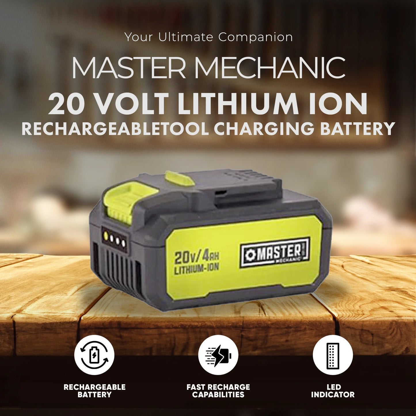 Master Mechanic 2 Pack 20V Lithium Ion Rechargeable Tool Charging Battery